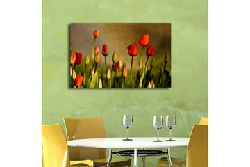 Lerretsbilde med LED-belysning 45x70 cm - Fargerike tulipaner i blomst - Rød / Grønn / Gulgrønn - Interiør - Maleri & posters - Lerretsbilder