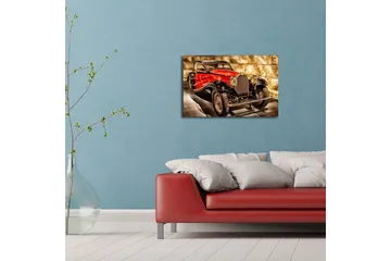 Lerretsbilde med LED-belysning 45x70 cm - Klassisk sportsbil i rød og svart fargekombinasjon - Rød / Svart / Grå - Interiør - Maleri & posters - Lerretsbilder