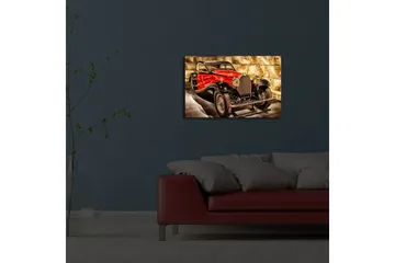Lerretsbilde med LED-belysning 45x70 cm - Klassisk sportsbil i rød og svart fargekombinasjon - Rød / Svart / Grå - Interiør - Maleri & posters - Lerretsbilder