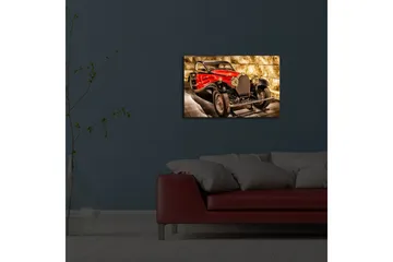 Lerretsbilde med LED-belysning 45x70 cm - Klassisk sportsbil i rød og svart fargekombinasjon - Rød / Svart / Grå - Interiør - Maleri & posters - Lerretsbilder