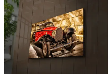 Lerretsbilde med LED-belysning 45x70 cm - Klassisk sportsbil i rød og svart fargekombinasjon - Rød / Svart / Grå - Interiør - Maleri & posters - Lerretsbilder