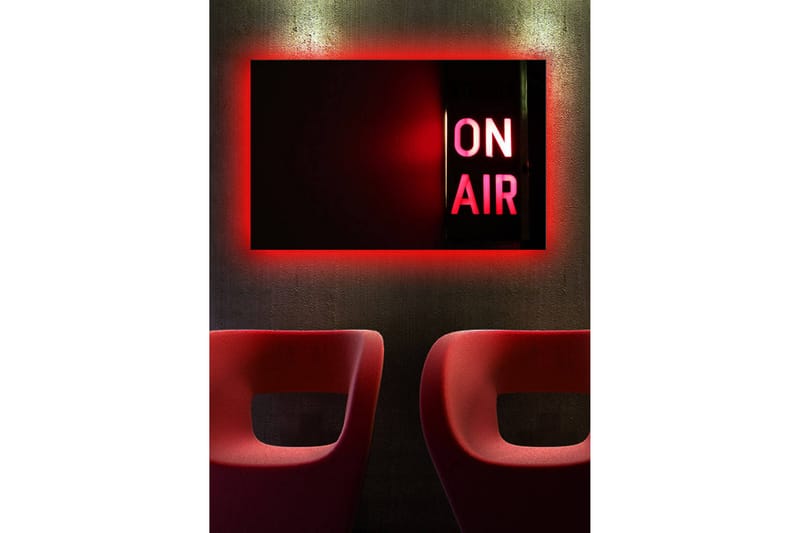 Lerretsbilde med LED-belysning 45x70 cm - Lysskilt med teksten ON AIR - Rød / Svart - Interiør - Maleri & posters - Lerretsbilder