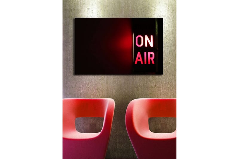 Lerretsbilde med LED-belysning 45x70 cm - Lysskilt med teksten ON AIR - Rød / Svart - Interiør - Maleri & posters - Lerretsbilder