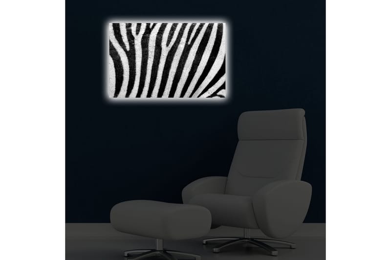Lerretsbilde med LED-belysning 45x70 cm - Sebra med kontrasterende svarte og hvite striper - Svart / Hvit - Interiør - Maleri & posters - Lerretsbilder