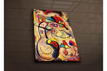 Lerretsbilde med LED-belysning 70x45 cm - Abstrakt komposisjon med fargerike former og linjer - Rød / Gul / Blå - Interiør - Maleri & posters - Lerretsbilder