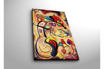 Lerretsbilde med LED-belysning 70x45 cm - Abstrakt komposisjon med fargerike former og linjer - Rød / Gul / Blå - Interiør - Maleri & posters - Lerretsbilder