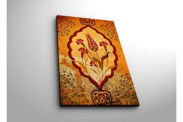 Lerretsbilde med LED-belysning 70x45 cm - Ornamentalt blomstermønster i varme toner - Oransje / Rød / Beige - Interiør - Maleri & posters - Lerretsbilder