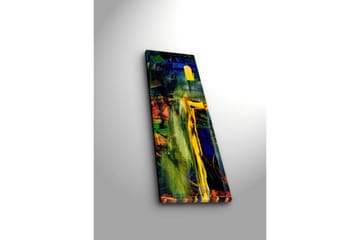 Lerretsbilde med LED-belysning 90x30 cm - Abstrakt komposisjon med sterke farger og former - Grønn / Blå / Gul - Interiør - Maleri & posters - Lerretsbilder