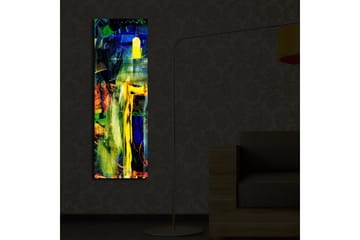 Lerretsbilde med LED-belysning 90x30 cm - Abstrakt komposisjon med sterke farger og former - Grønn / Blå / Gul - Interiør - Maleri & posters - Lerretsbilder