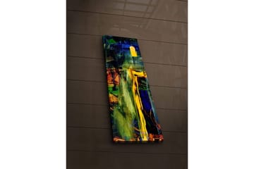 Lerretsbilde med LED-belysning 90x30 cm - Abstrakt komposisjon med sterke farger og former - Grønn / Blå / Gul - Interiør - Maleri & posters - Lerretsbilder