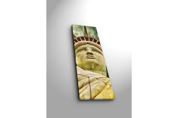 Lerretsbilde med LED-belysning 90x30 cm - Frihetsgudinnen med fokus på ansiktet og kronen - Grønn / Gul / Rød - Interiør - Maleri & posters - Lerretsbilder