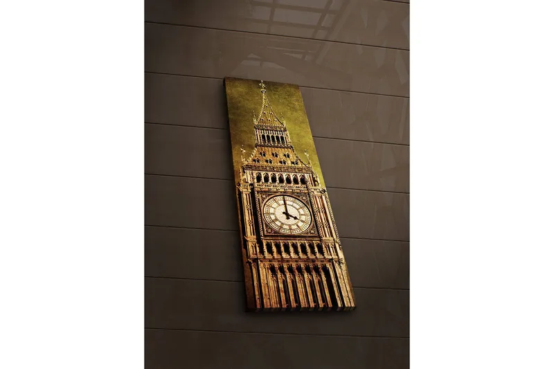 Lerretsbilde med LED-belysning 90x30 cm - Storslått klokketårn med detaljert arkitektur - Gull / Brun / Beige - Interiør - Maleri & posters - Lerretsbilder