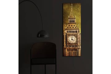 Lerretsbilde med LED-belysning 90x30 cm - Storslått klokketårn med detaljert arkitektur - Gull / Brun / Beige - Interiør - Maleri & posters - Lerretsbilder