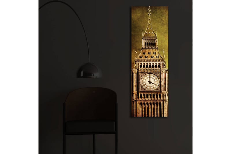 Lerretsbilde med LED-belysning 90x30 cm - Storslått klokketårn med detaljert arkitektur - Gull / Brun / Beige - Interiør - Maleri & posters - Lerretsbilder