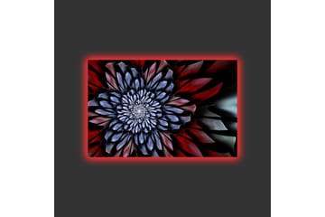 Lerretsbilde med LED-belysning - Abstrakt blomst med dype farger - Mørk blå / Rød / Svart - Interiør - Maleri & posters - Lerretsbilder