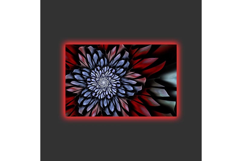 Lerretsbilde med LED-belysning - Abstrakt blomst med dype farger - Mørk blå / Rød / Svart - Interiør - Maleri & posters - Lerretsbilder