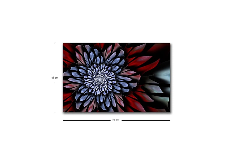 Lerretsbilde med LED-belysning - Abstrakt blomst med dype farger - Mørk blå / Rød / Svart - Interiør - Maleri & posters - Lerretsbilder