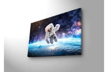 Lerretsbilde med LED-belysning - Astronaut som svever i rommet over jorden - Hvit / Blå / Svart - Interiør - Maleri & posters - Lerretsbilder