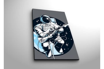 Lerretsbilde med LED-belysning - Astronaut spiller gitar i rommet - Mørk blå / Hvit / Grå - Interiør - Maleri & posters - Lerretsbilder