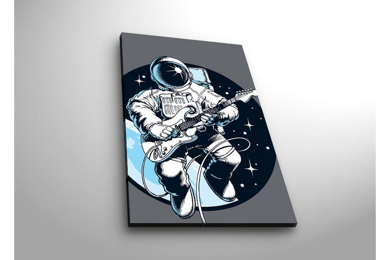 Lerretsbilde med LED-belysning - Astronaut spiller gitar i rommet - Mørk blå / Hvit / Grå - Interiør - Maleri & posters - Lerretsbilder