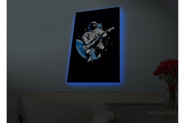 Lerretsbilde med LED-belysning - Astronaut spiller gitar i rommet - Svart / Blå / Hvit - Interiør - Maleri & posters - Lerretsbilder