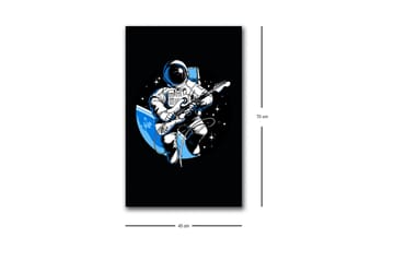 Lerretsbilde med LED-belysning - Astronaut spiller gitar i rommet - Svart / Blå / Hvit - Interiør - Maleri & posters - Lerretsbilder