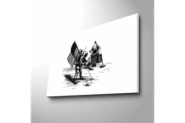 Lerretsbilde med LED-belysning - Astronaut planter et flagg på månens overflate - Svart / Hvit - Interiør - Maleri & posters - Lerretsbilder