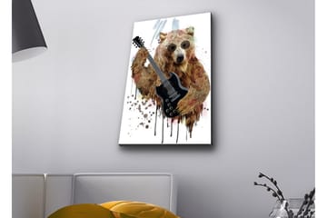 Lerretsbilde med LED-belysning - Bjørn som spiller elektrisk gitar med solbriller - Brun / Svart / Beige - Interiør - Maleri & posters - Lerretsbilder