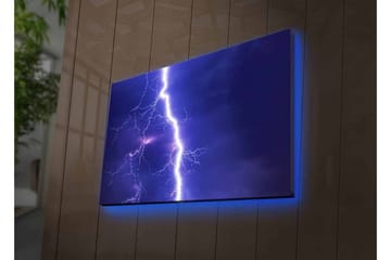 Lerretsbilde med LED-belysning - Blinkende himmel med dramatiske skyer - Lilla / Hvit - Interiør - Maleri & posters - Lerretsbilder