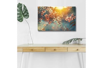 Lerretsbilde med LED-belysning - Blomstrende grener i mykt lys - Rosa / Blå / Gull - Interiør - Maleri & posters - Lerretsbilder