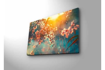 Lerretsbilde med LED-belysning - Blomstrende grener i mykt lys - Rosa / Blå / Gull - Interiør - Maleri & posters - Lerretsbilder