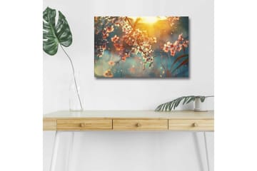 Lerretsbilde med LED-belysning - Blomstrende grener i mykt lys - Rosa / Blå / Gull - Interiør - Maleri & posters - Lerretsbilder