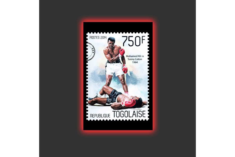 Lerretsbilde med LED-belysning - Boksekamp mellom to kjente boksere - Rød / Svart / Hvit - Interiør - Maleri & posters - Lerretsbilder