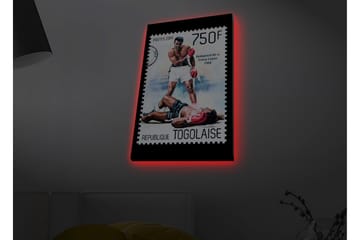 Lerretsbilde med LED-belysning - Boksekamp mellom to kjente boksere - Rød / Svart / Hvit - Interiør - Maleri & posters - Lerretsbilder