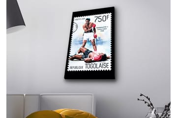 Lerretsbilde med LED-belysning - Boksekamp mellom to kjente boksere - Rød / Svart / Hvit - Interiør - Maleri & posters - Lerretsbilder