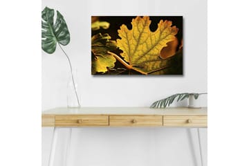 Lerretsbilde med LED-belysning - Detaljert komposisjon av grønne og gylne blader - Grønn / Gyllen - Interiør - Maleri & posters - Lerretsbilder