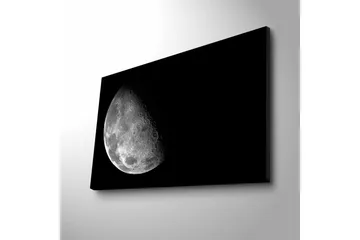 Lerretsbilde med LED-belysning - Detaljert overflate av månen mot svart bakgrunn - Grå / Svart - Interiør - Maleri & posters - Lerretsbilder