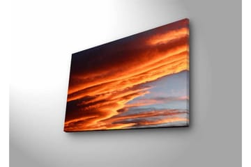 Lerretsbilde med LED-belysning - Dramatiske skyer i varme oransje og røde nyanser - Oransje / Rød / Blå - Interiør - Maleri & posters - Lerretsbilder