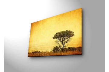 Lerretsbilde med LED-belysning - Ensomt tresilhuett mot en gyllen himmel - Gull / Brun / Svart - Interiør - Maleri & posters - Lerretsbilder