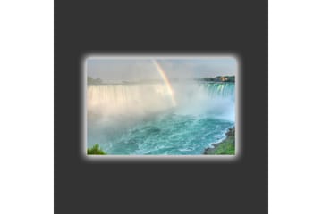 Lerretsbilde med LED-belysning - Fantastisk utsikt over Niagarafallene med en regnbue i bakgrunnen - Turkis / Grønn / Grå - Interiør - Maleri & posters - Lerretsbilder