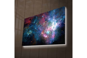 Lerretsbilde med LED-belysning - Fargerik galakse med stjerner og tåker - Blå / Lilla / Rød - Interiør - Maleri & posters - Lerretsbilder