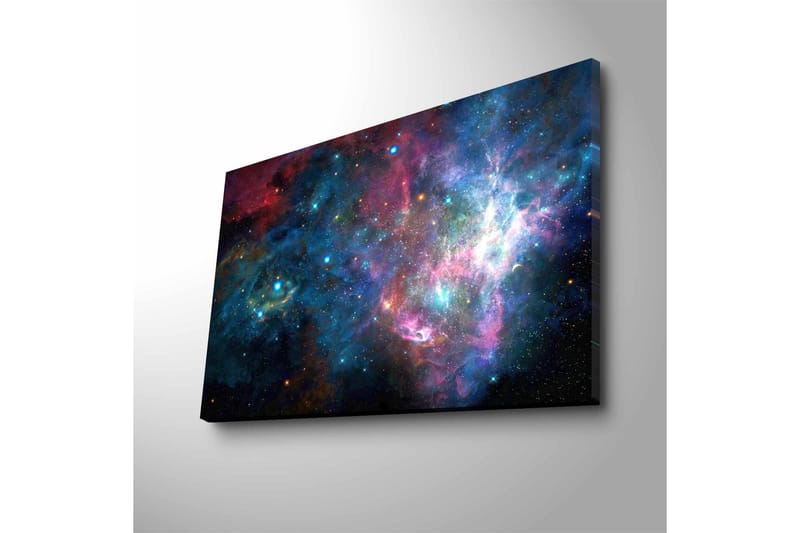 Lerretsbilde med LED-belysning - Fargerik galakse med stjerner og tåker - Blå / Lilla / Rød - Interiør - Maleri & posters - Lerretsbilder