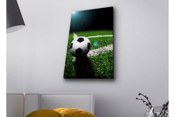 Lerretsbilde med LED-belysning - Fotball på grønn plen - Grønn / Svart / Hvit - Interiør - Maleri & posters - Lerretsbilder