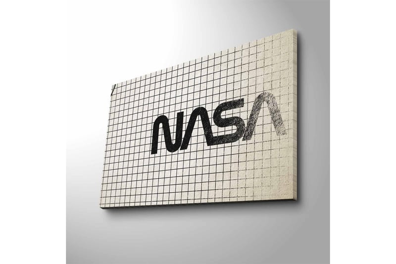Lerretsbilde med LED-belysning - Grafisk fremstilling av NASA-logoen på et rutete mønster - Svart / Hvit / Grå - Interiør - Maleri & posters - Lerretsbilder