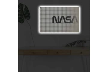 Lerretsbilde med LED-belysning - Grafisk fremstilling av NASA-logoen på et rutete mønster - Svart / Hvit / Grå - Interiør - Maleri & posters - Lerretsbilder