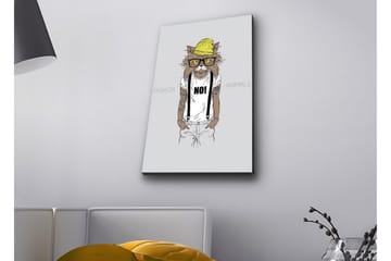 Lerretsbilde med LED-belysning - Hipster-stil katt i klær og briller - Gul / Brun / Hvit - Interiør - Maleri & posters - Lerretsbilder