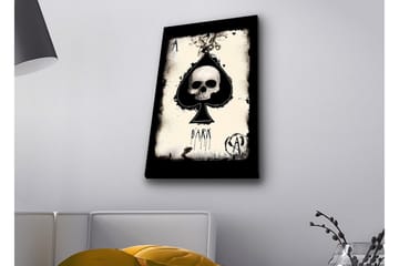 Lerretsbilde med LED-belysning - Hodeskalle i spadeform med mørke elementer - Svart / Hvit / Grå - Interiør - Maleri & posters - Lerretsbilder