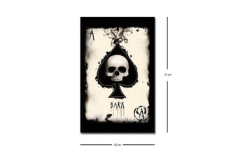 Lerretsbilde med LED-belysning - Hodeskalle i spadeform med mørke elementer - Svart / Hvit / Grå - Interiør - Maleri & posters - Lerretsbilder