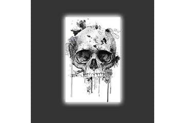 Lerretsbilde med LED-belysning - Hodeskalle med abstrakte blekkdetaljer - Svart / Grå - Interiør - Maleri & posters - Lerretsbilder
