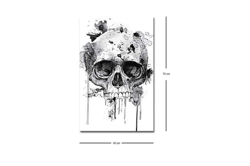 Lerretsbilde med LED-belysning - Hodeskalle med abstrakte blekkdetaljer - Svart / Grå - Interiør - Maleri & posters - Lerretsbilder
